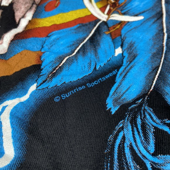 Vintage American Thunder Single Stitch Shirt Mens Large Native Bull Skull 90s - Picture 8 of 8